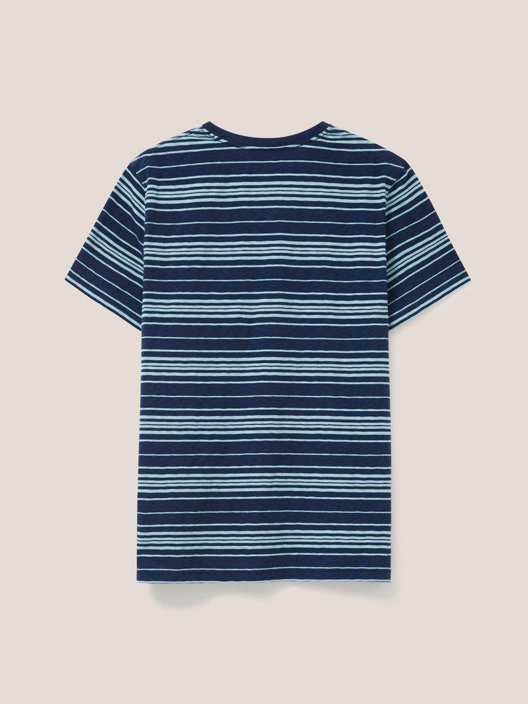 Abersoch Stripe SS Tee in DARK NAVY - FLAT BACK