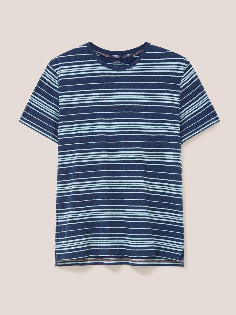 Abersoch Stripe SS Tee in DARK NAVY - FLAT FRONT