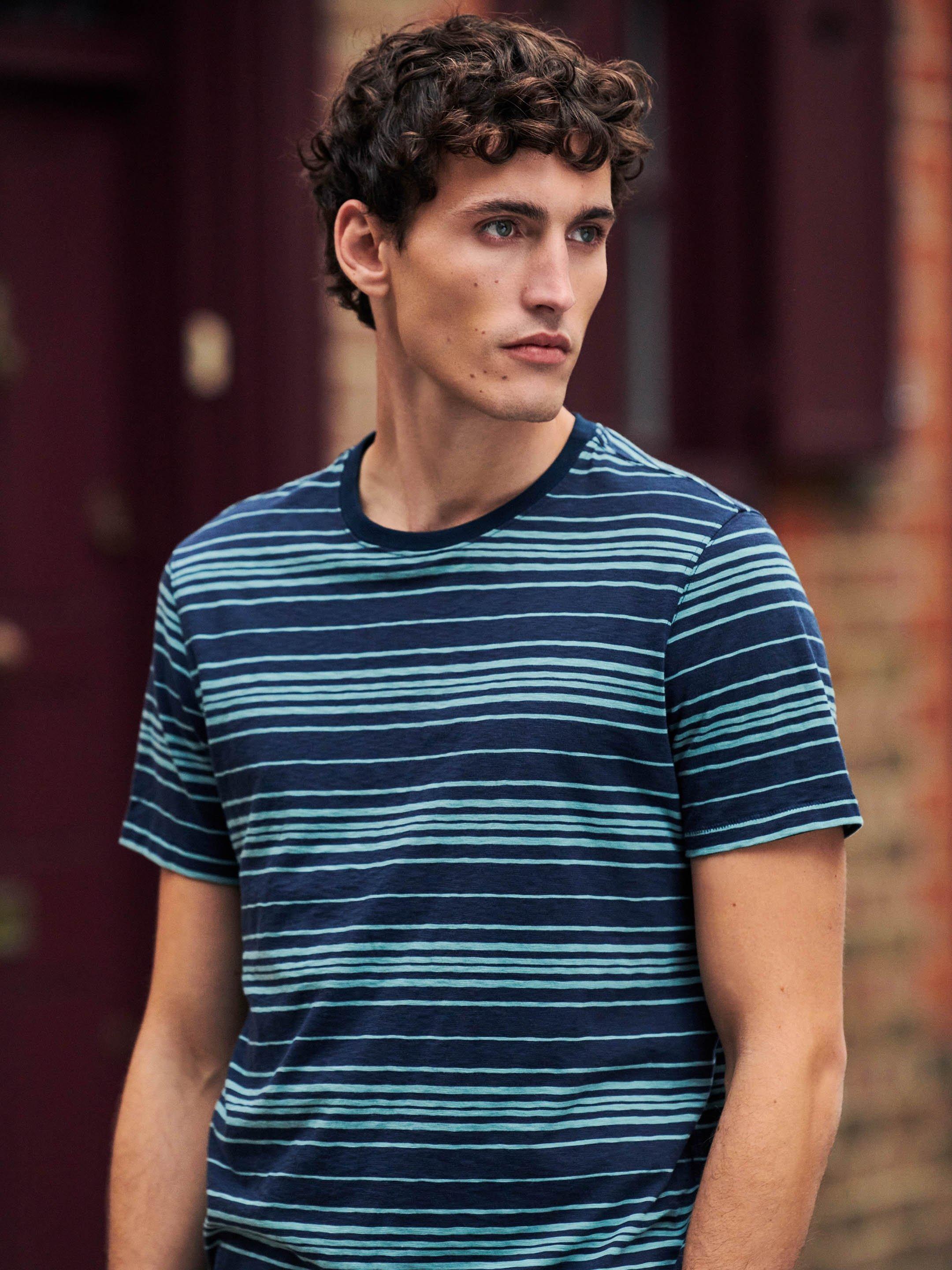 Abersoch Stripe SS Tee in DARK NAVY - MIXED