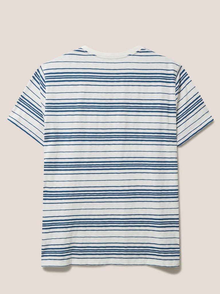 Abersoch Stripe SS Tee in NAT WHITE - FLAT BACK