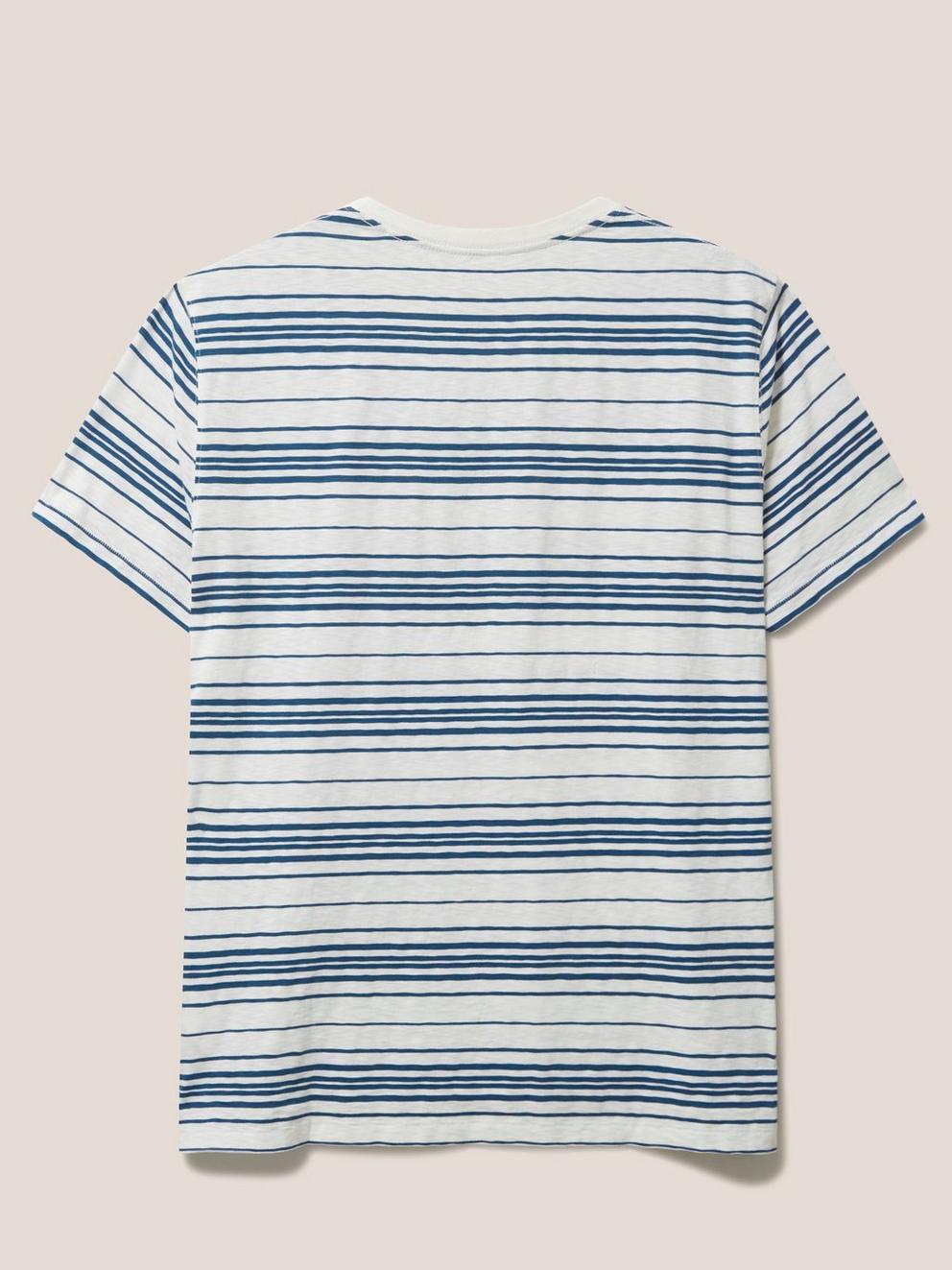 Abersoch Stripe SS Tee in NAT WHITE - FLAT BACK