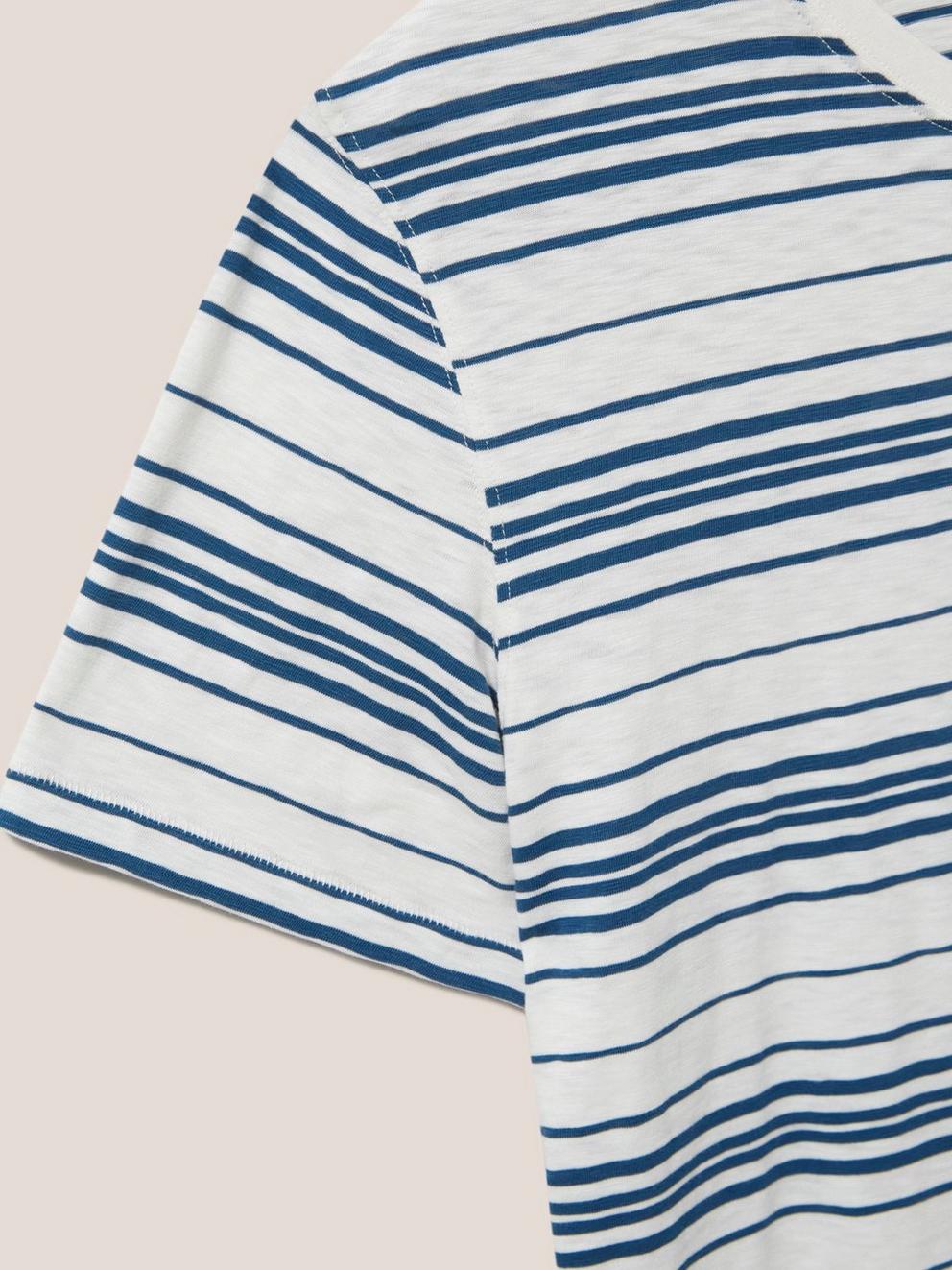 Abersoch Stripe SS Tee in NAT WHITE - FLAT DETAIL