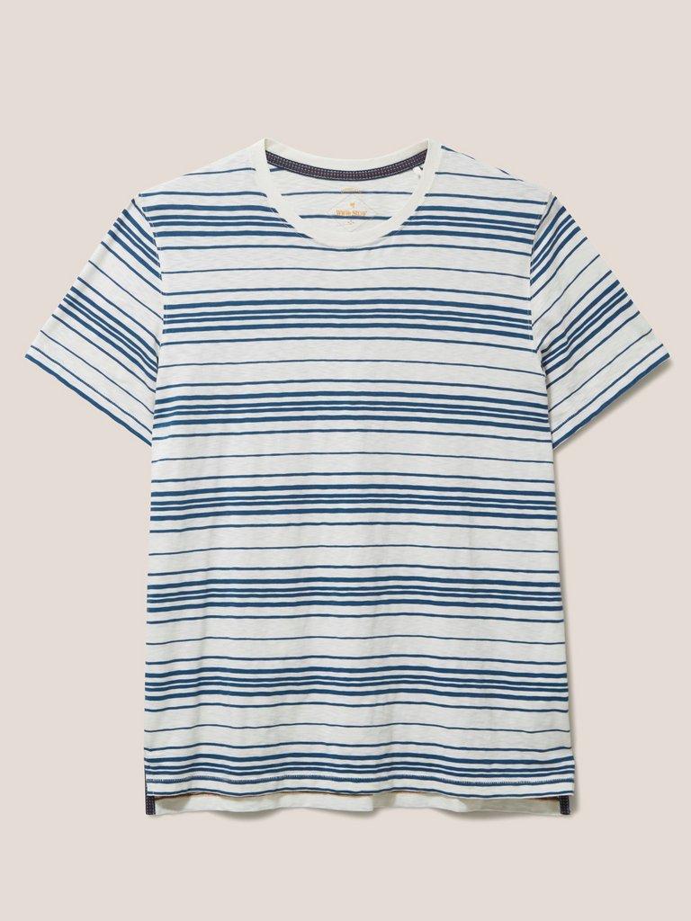 Abersoch Stripe SS Tee in NAT WHITE - FLAT FRONT