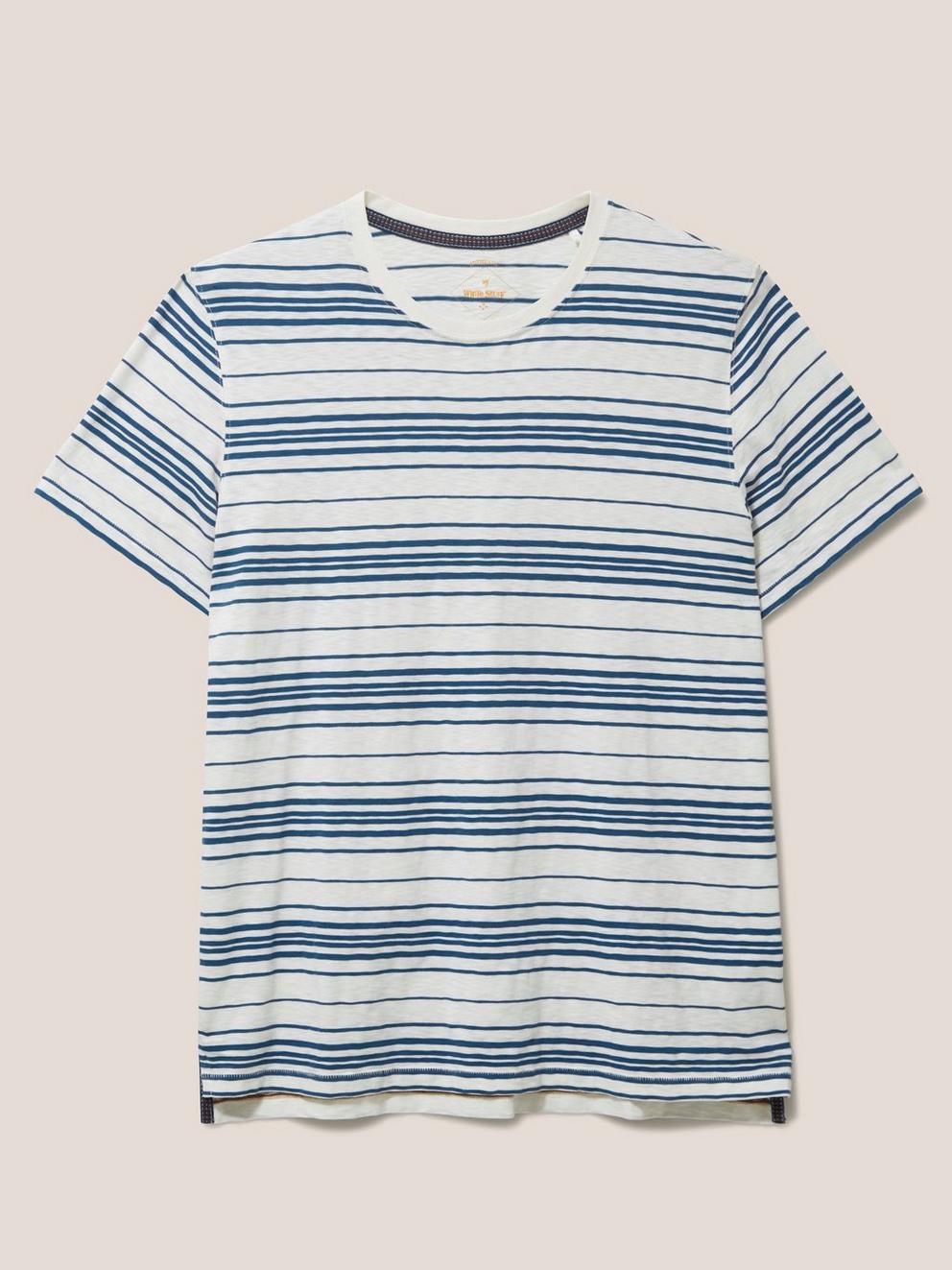 Abersoch Stripe SS Tee in NAT WHITE - FLAT FRONT