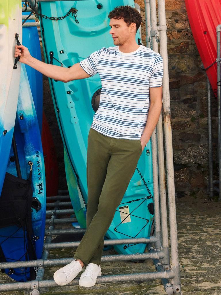 Abersoch Stripe SS Tee in NAT WHITE - MIXED