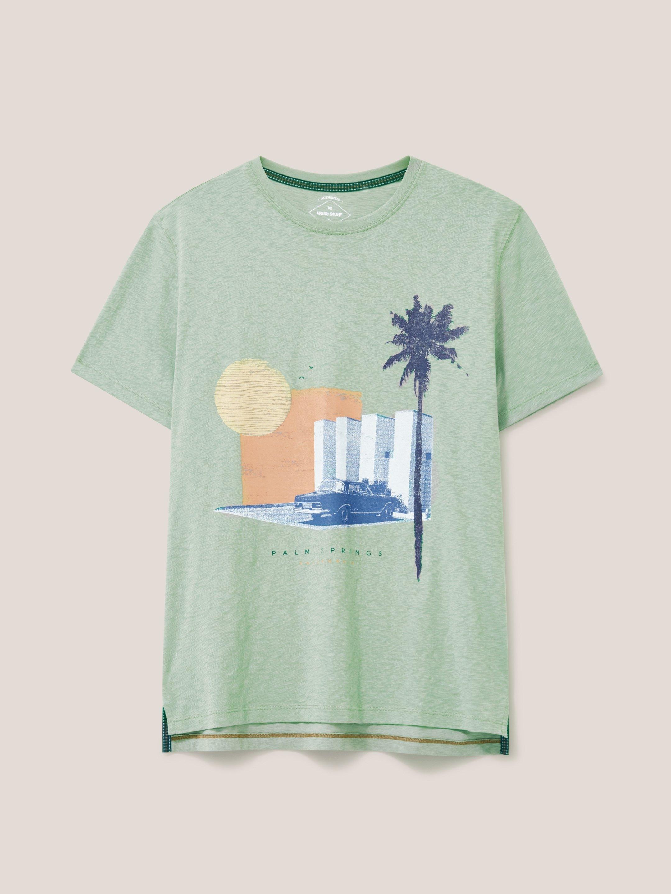 Palm Springs Graphic Tee in DUS GREEN - FLAT FRONT