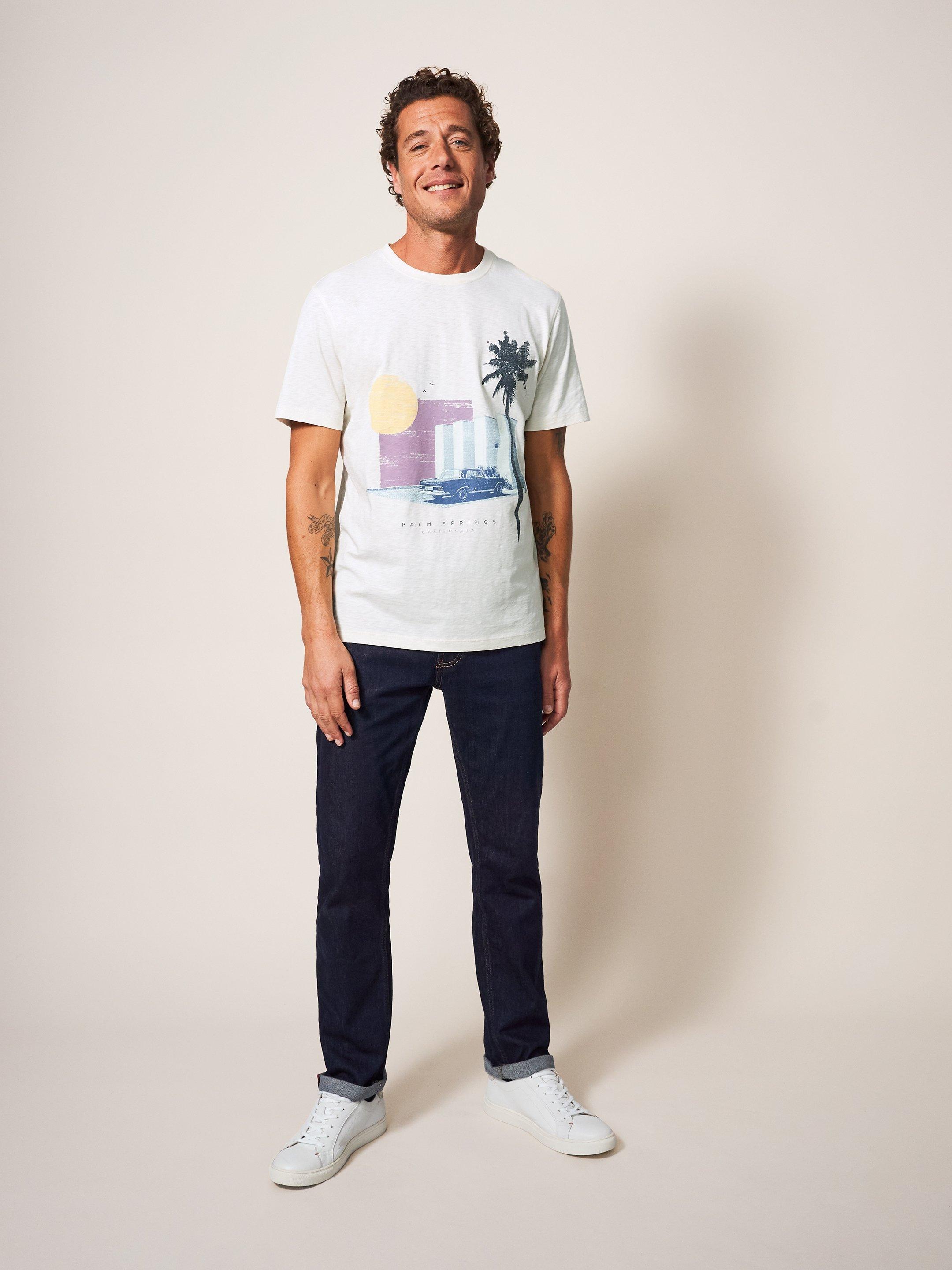 Palm Springs Graphic Tee in NAT WHITE - MODEL FRONT