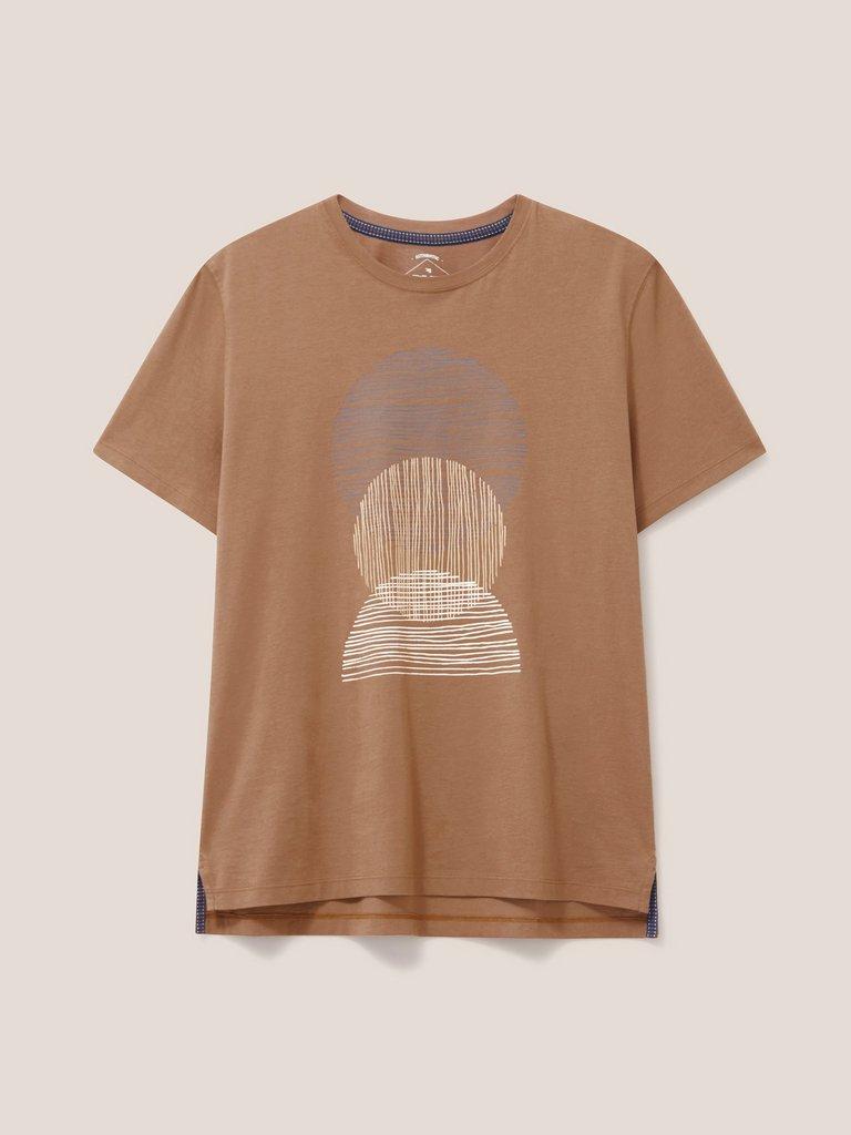 Abstract Art Graphic Tee in MID BROWN - FLAT FRONT