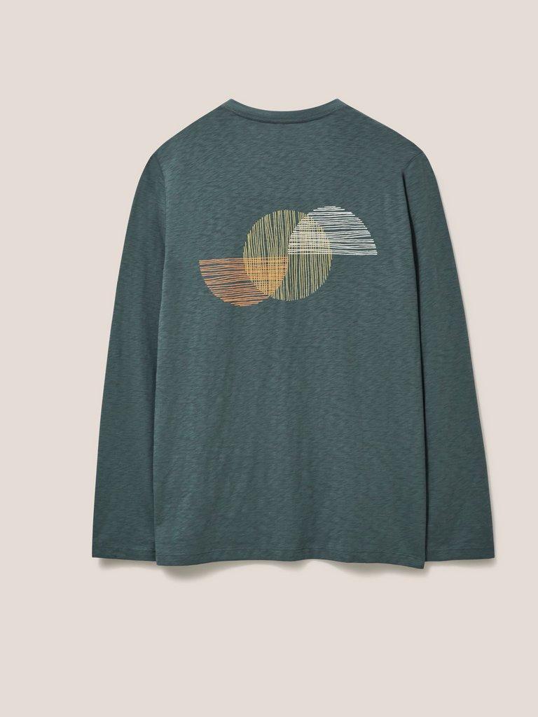 Abstract Art LS Graphic Tee in DARK TEAL - FLAT BACK