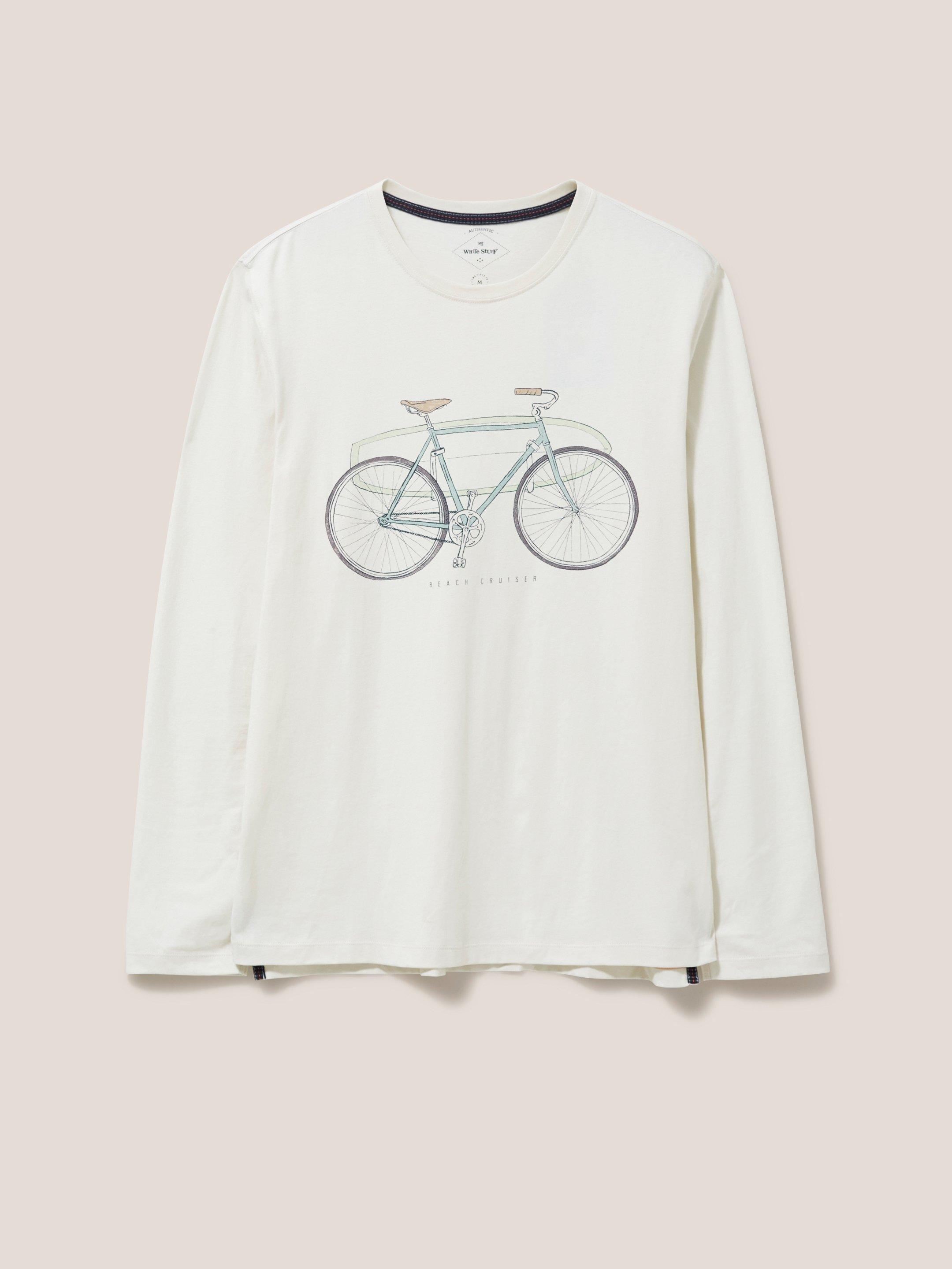 Beach Crusier LS Graphic Tee in NAT WHITE - FLAT FRONT