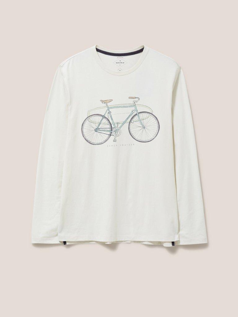 Beach Crusier LS Graphic Tee in NAT WHITE - FLAT FRONT