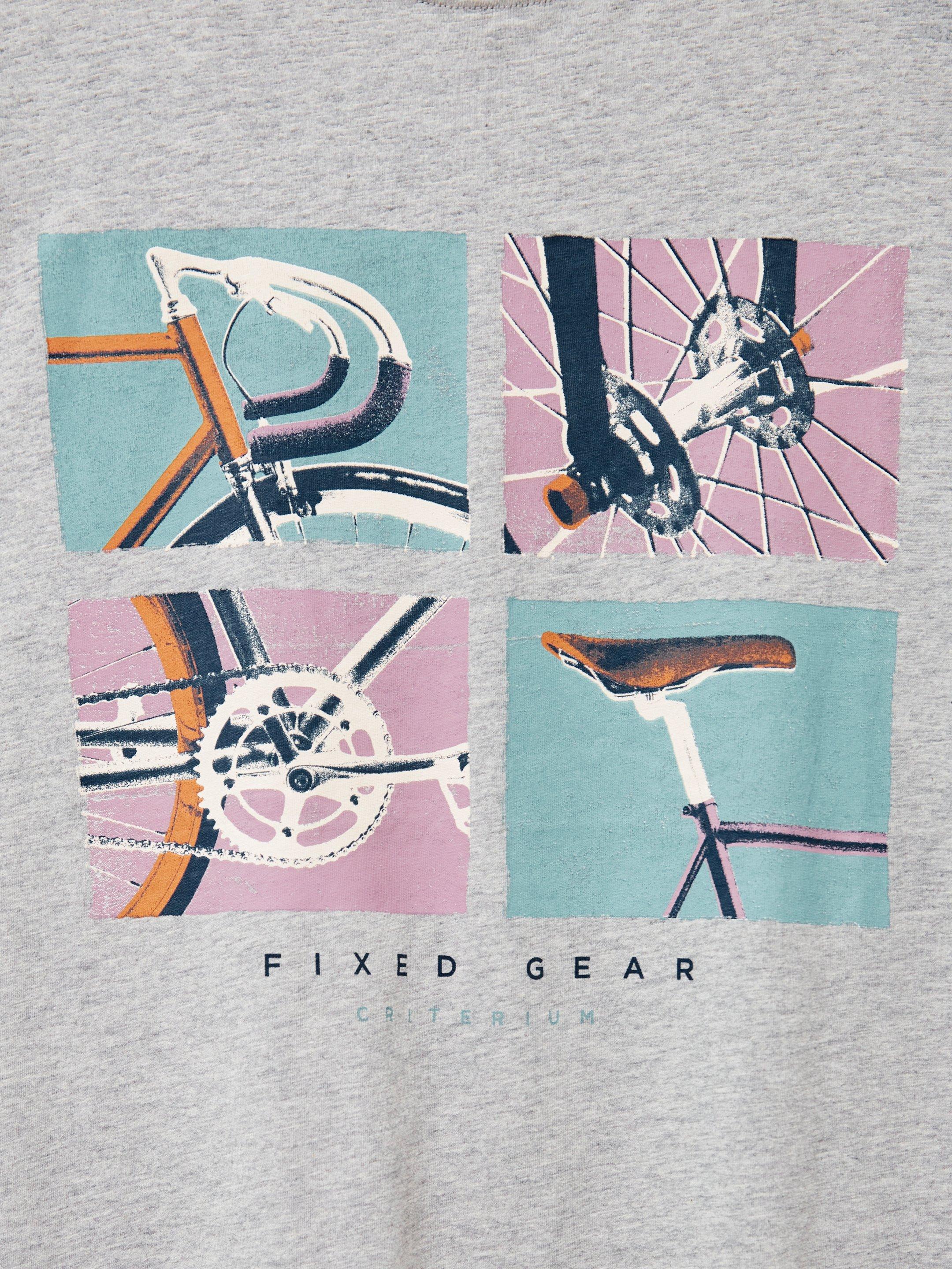 Fixed Gear Graphic Tee in GREY MARL - FLAT DETAIL
