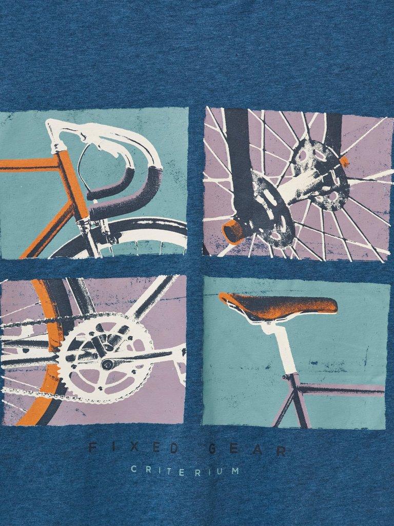 Fixed Gear Graphic Tee in MID BLUE - FLAT DETAIL