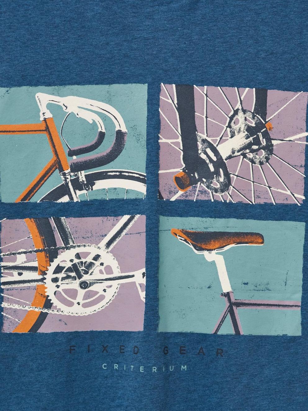 Fixed Gear Graphic Tee in MID BLUE - FLAT DETAIL