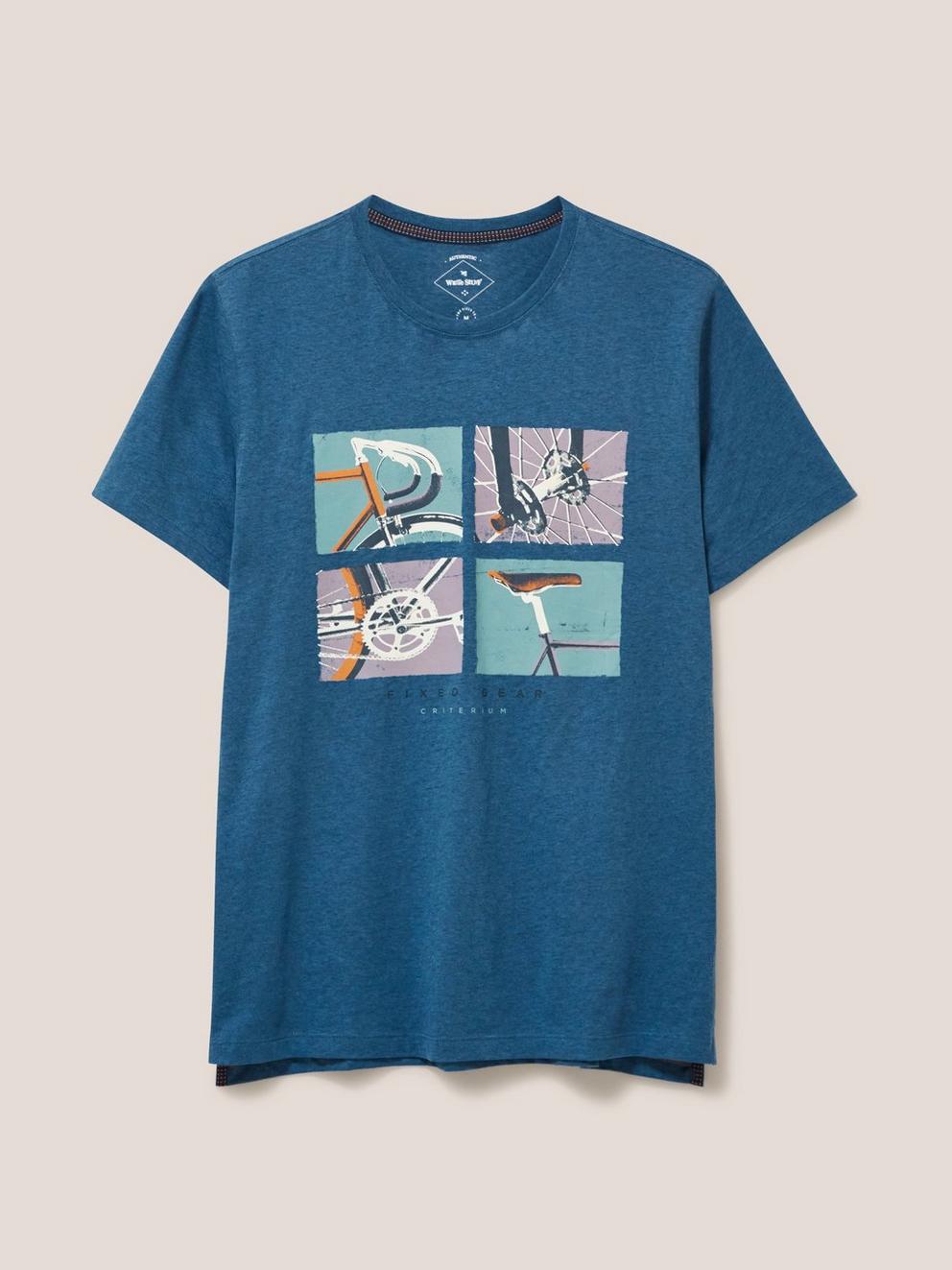 Fixed Gear Graphic Tee in MID BLUE - FLAT FRONT