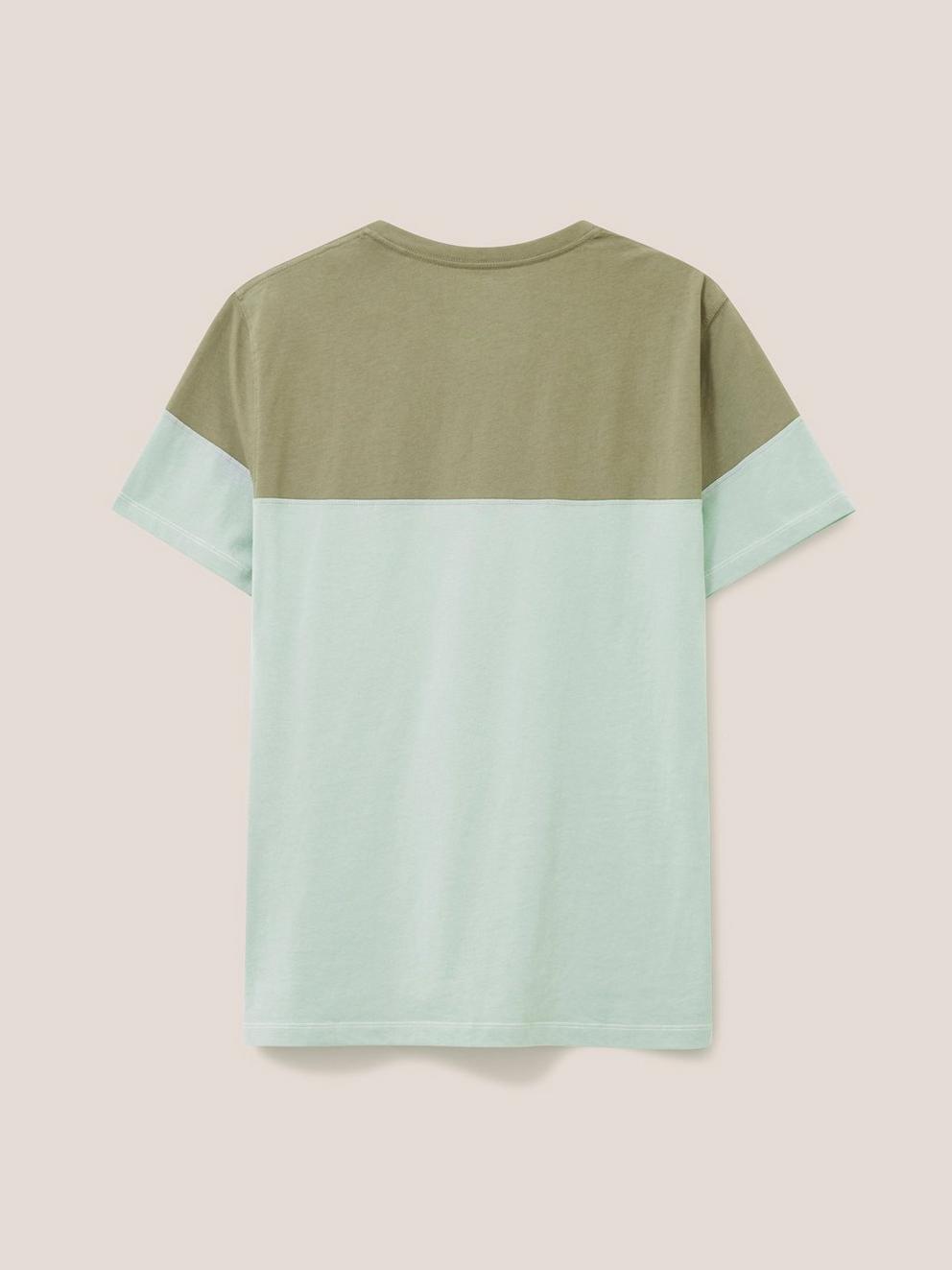 Linwood Colourblock SS Tee in DUS GREEN - FLAT BACK