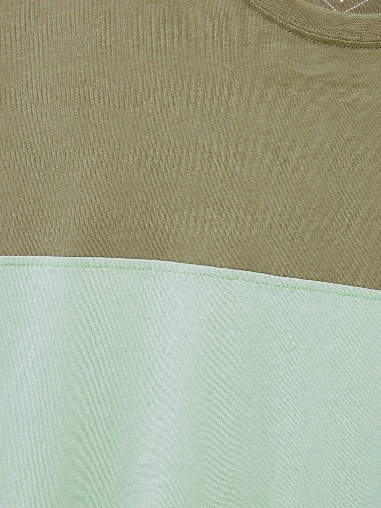 Linwood Colourblock SS Tee in DUS GREEN - FLAT DETAIL