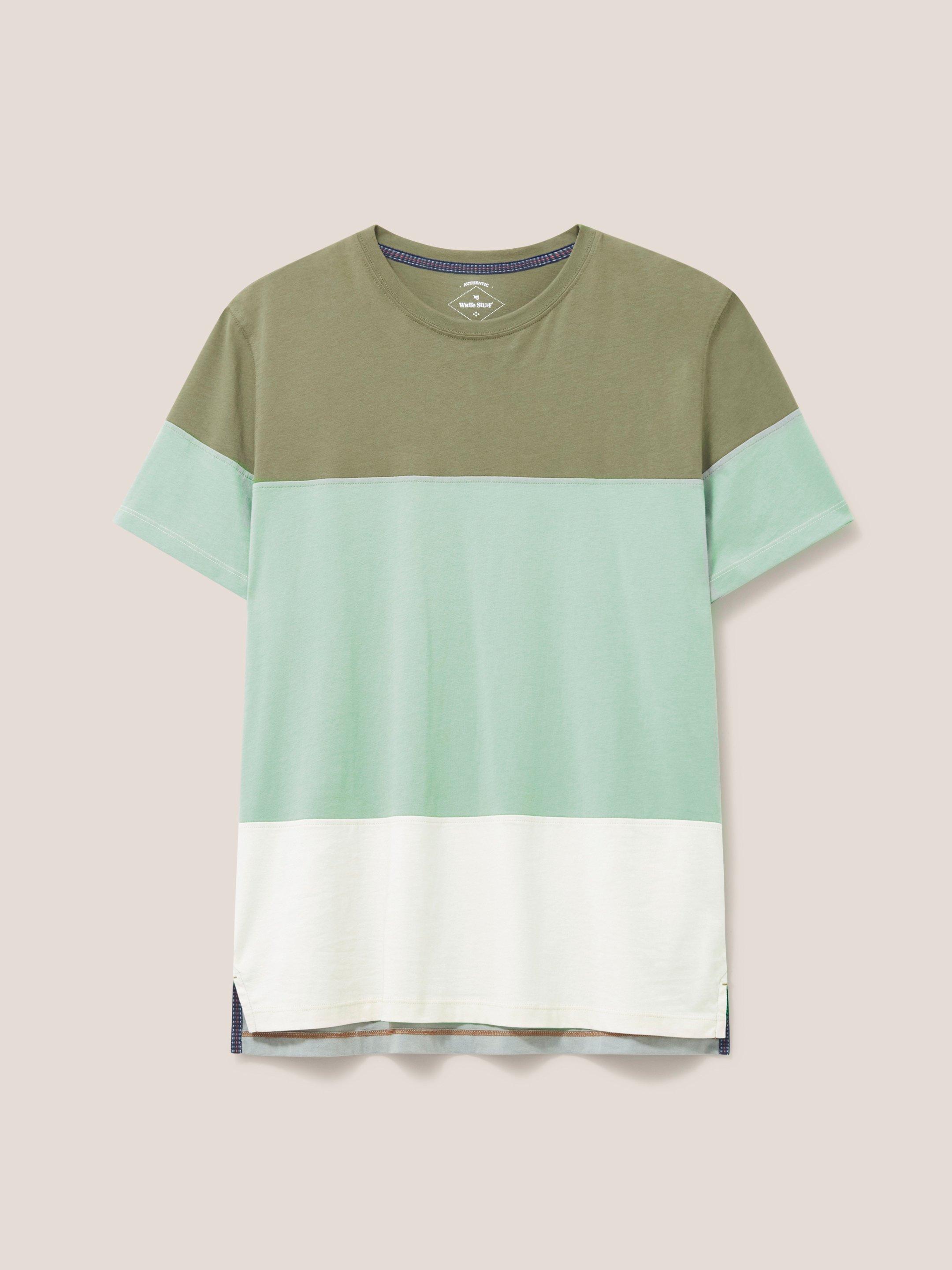 Linwood Colourblock SS Tee in DUS GREEN - FLAT FRONT