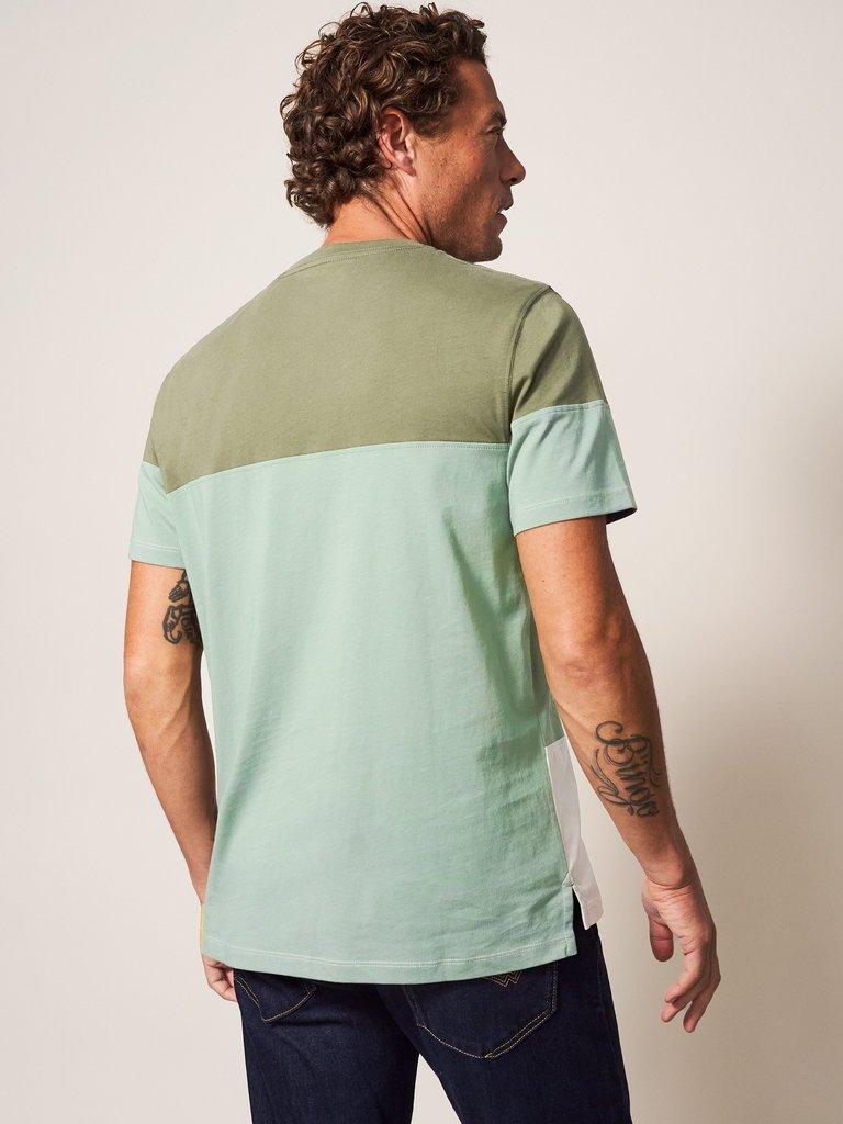 Linwood Colourblock SS Tee in DUS GREEN - MODEL BACK