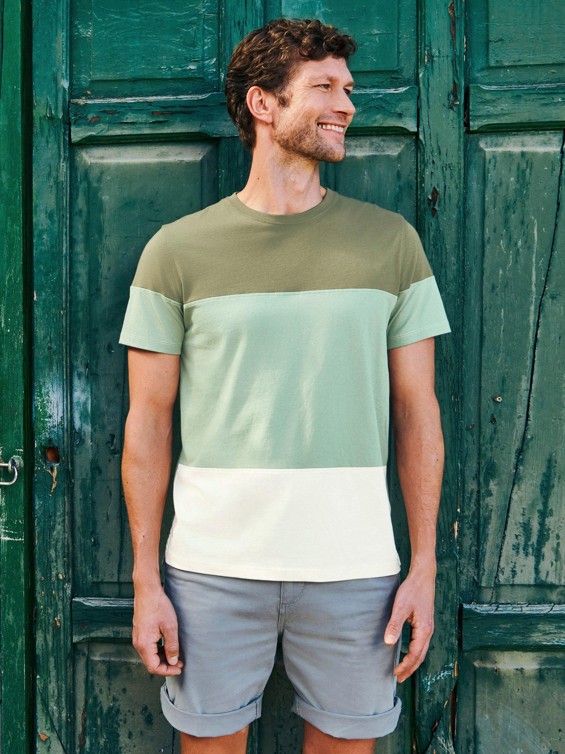 Linwood Colourblock SS Tee in DUS GREEN - MIXED