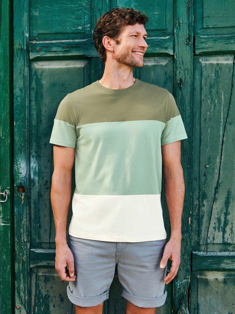 Linwood Colourblock SS Tee in DUS GREEN - MIXED