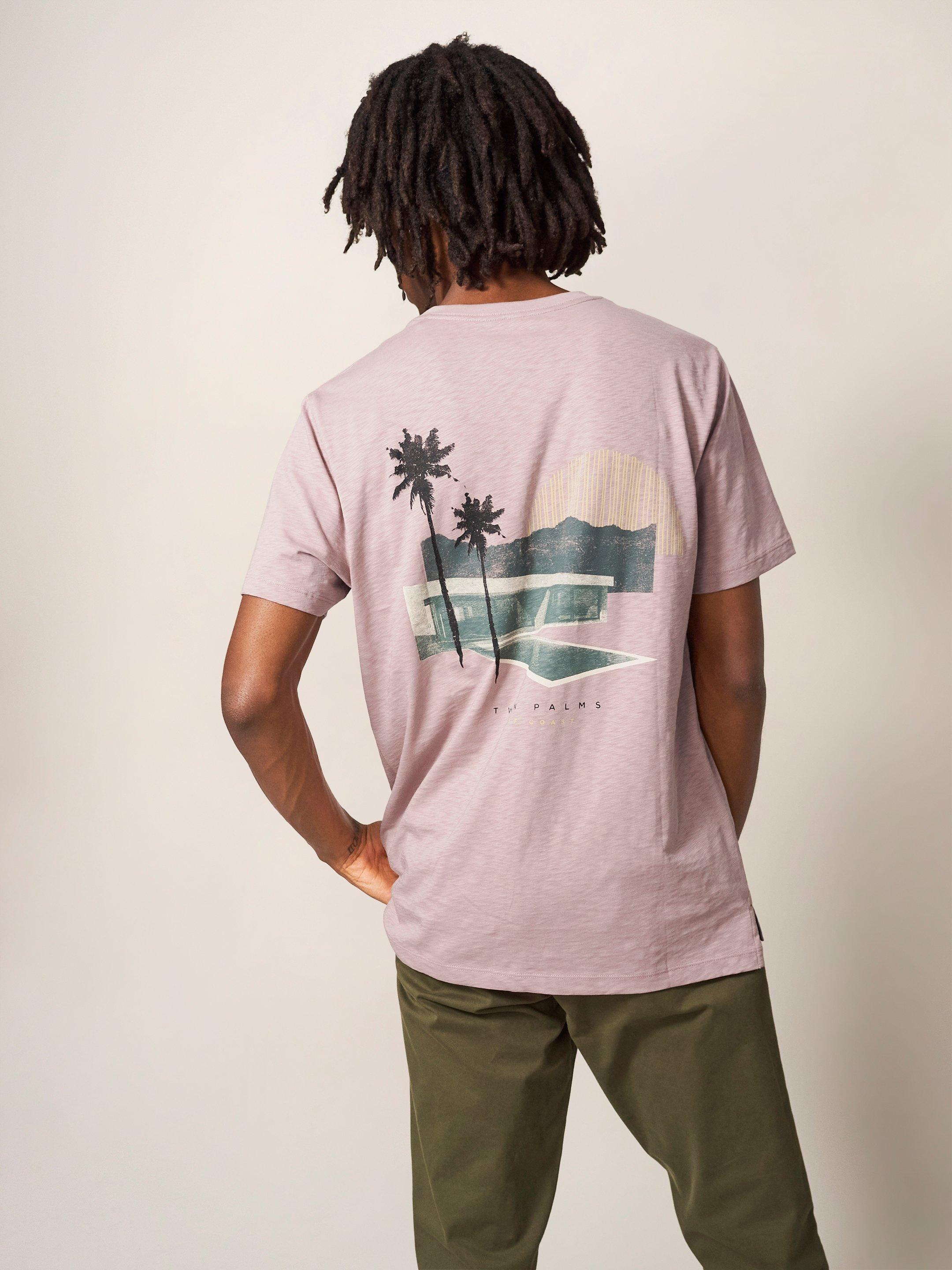 West Coast Graphic Tee in DUS PINK - MODEL BACK