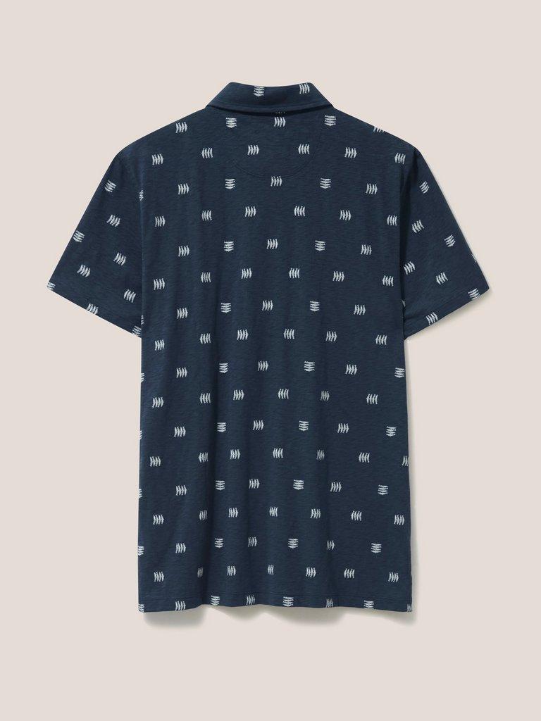 Sardine Printed SS Polo in NAVY - FLAT BACK