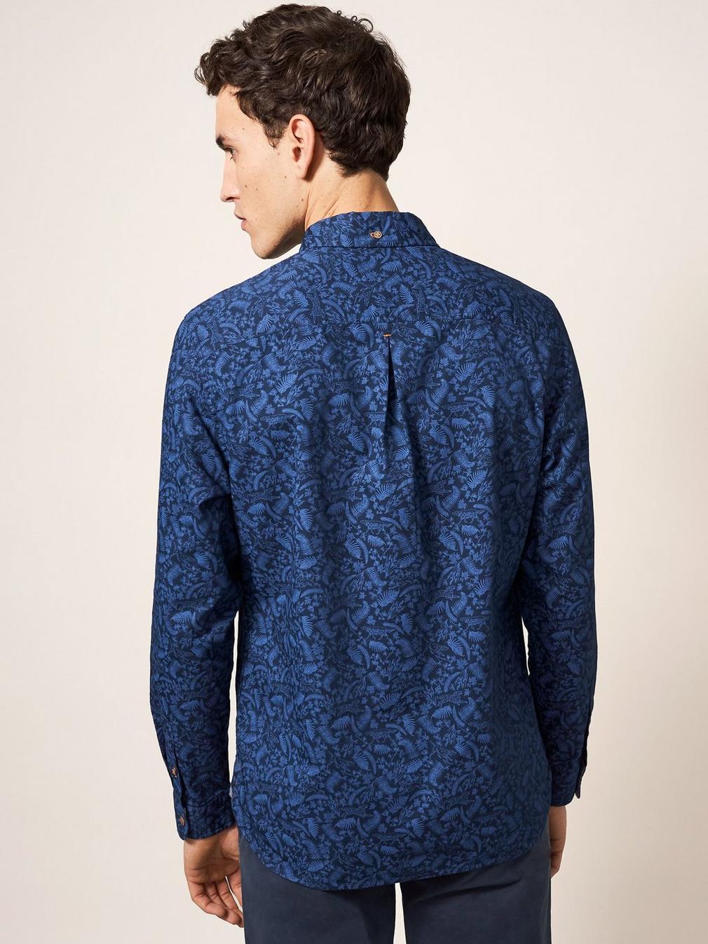 Bailey Dog Printed Shirt in DARK NAVY - MODEL BACK