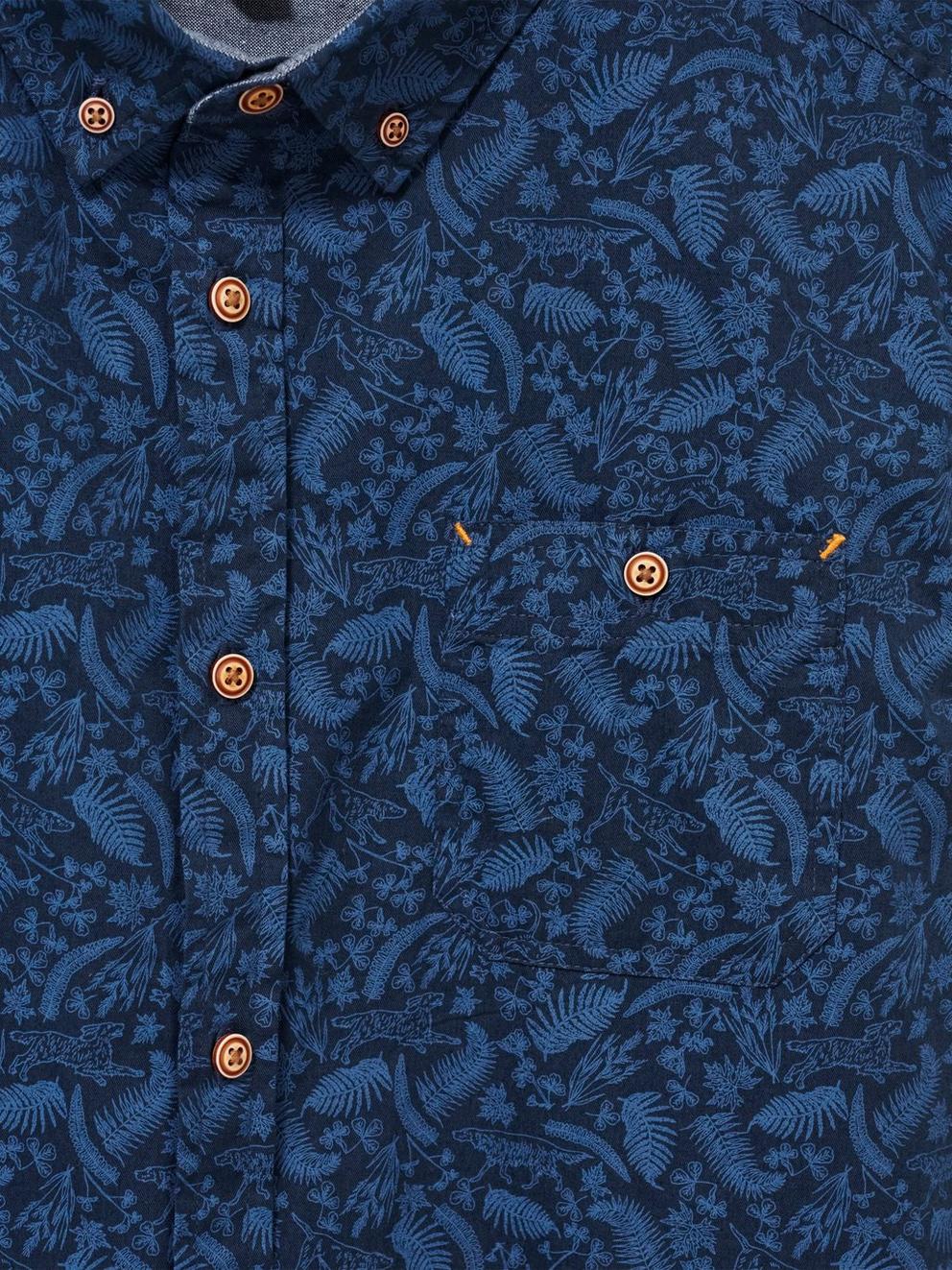 Bailey Dog Printed Shirt in DARK NAVY - MODEL DETAIL