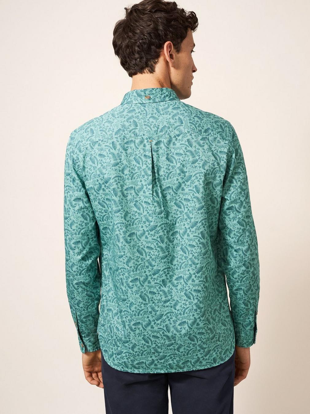 Bailey Dog Printed Shirt in MINT GREEN - MODEL BACK