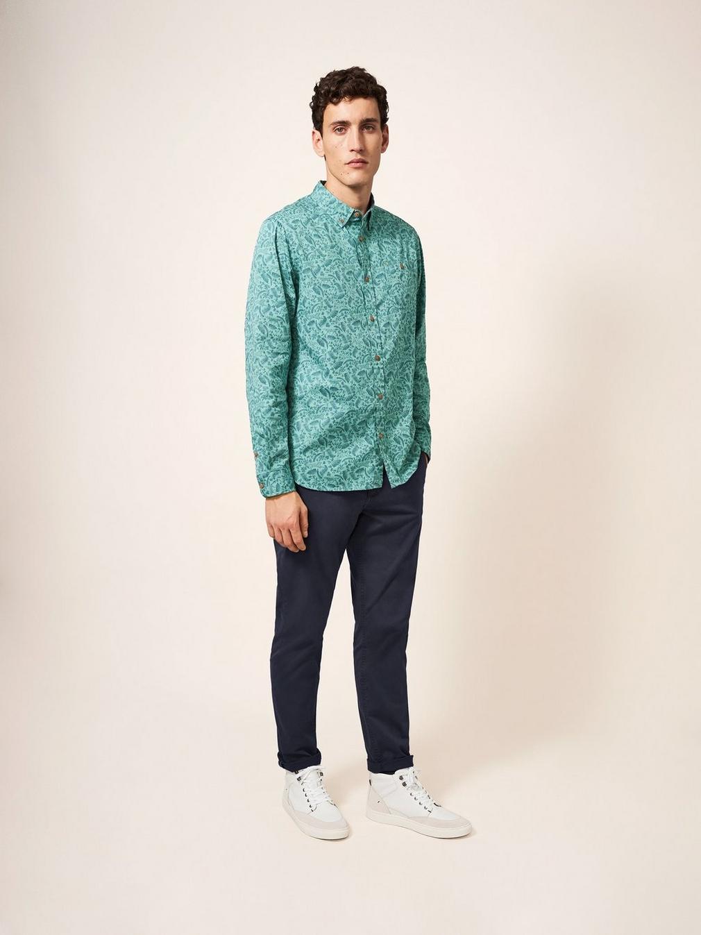 Bailey Dog Printed Shirt in MINT GREEN | White Stuff