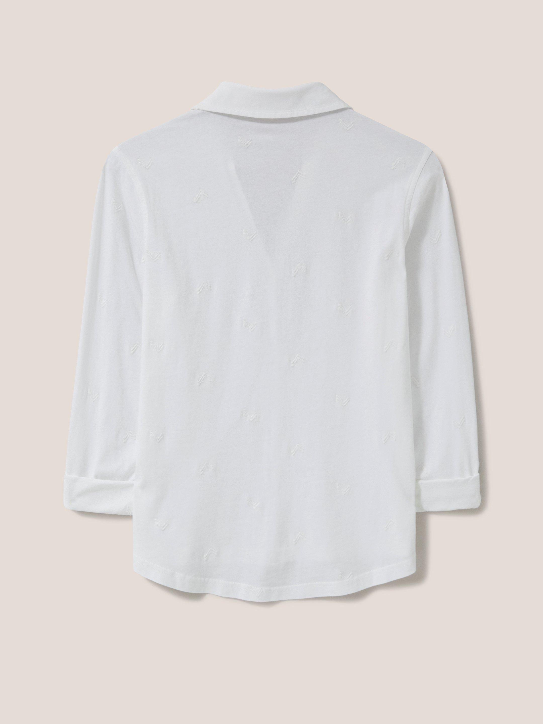 ANNIE EMBROIDERED JERSEY SHIRT in BRIL WHITE - FLAT BACK