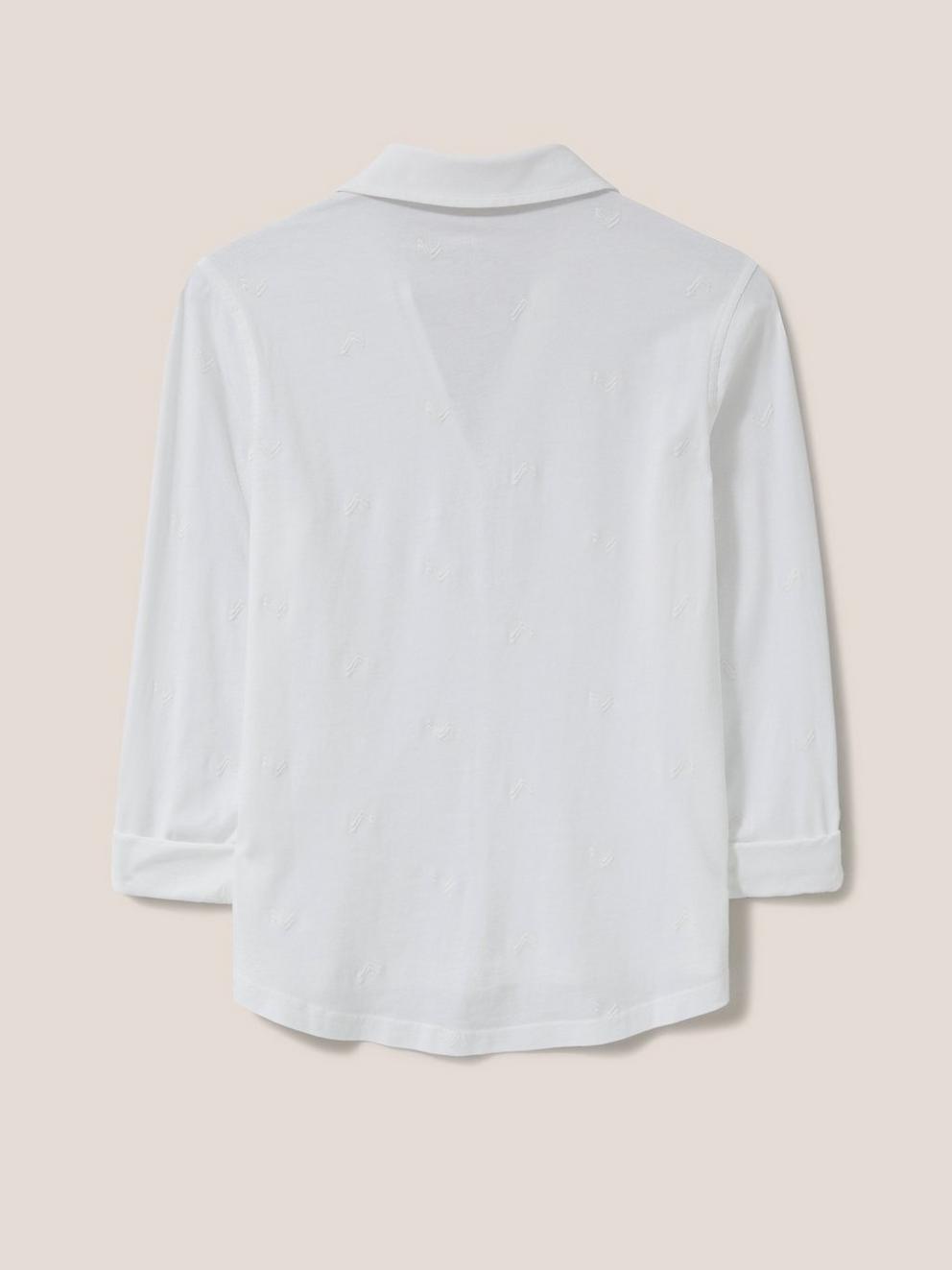 ANNIE EMBROIDERED JERSEY SHIRT in BRIL WHITE - FLAT BACK