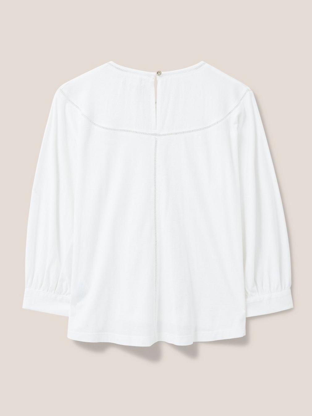 MOLLIE JERSEY MIX TOP in BRIL WHITE - FLAT BACK