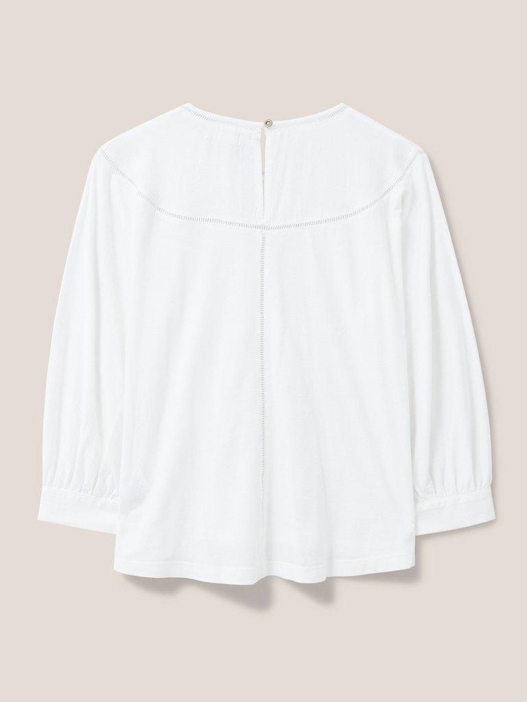 MOLLIE JERSEY MIX TOP in BRIL WHITE - FLAT BACK