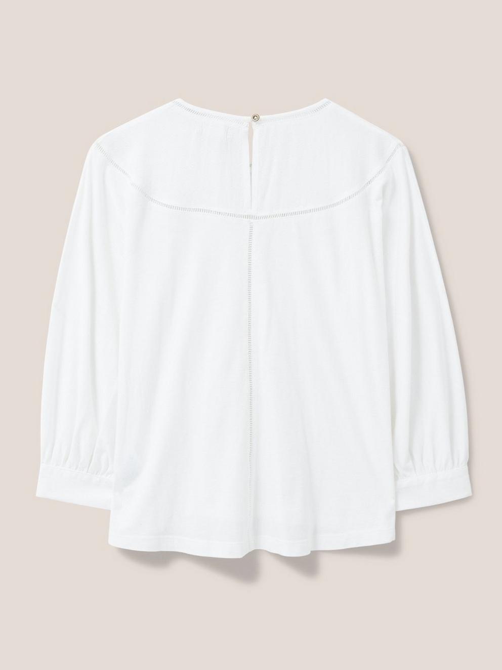 MOLLIE JERSEY MIX TOP in BRIL WHITE - FLAT BACK