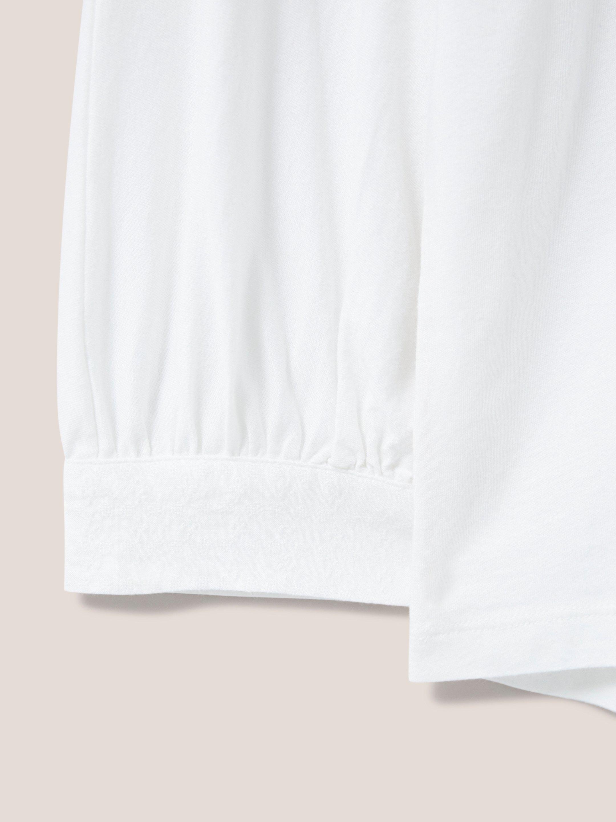 MOLLIE JERSEY MIX TOP in BRIL WHITE - FLAT DETAIL