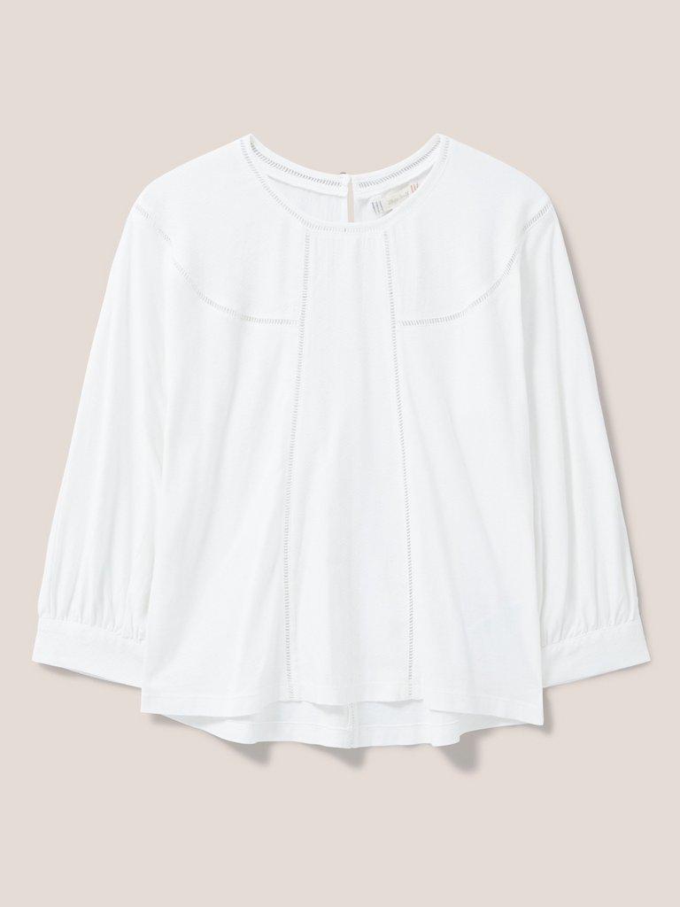 MOLLIE JERSEY MIX TOP in BRIL WHITE - FLAT FRONT