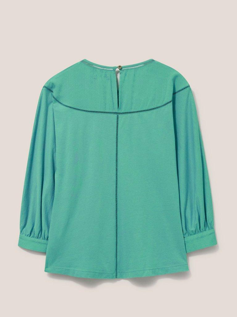 MOLLIE JERSEY MIX TOP in MID TEAL - FLAT BACK