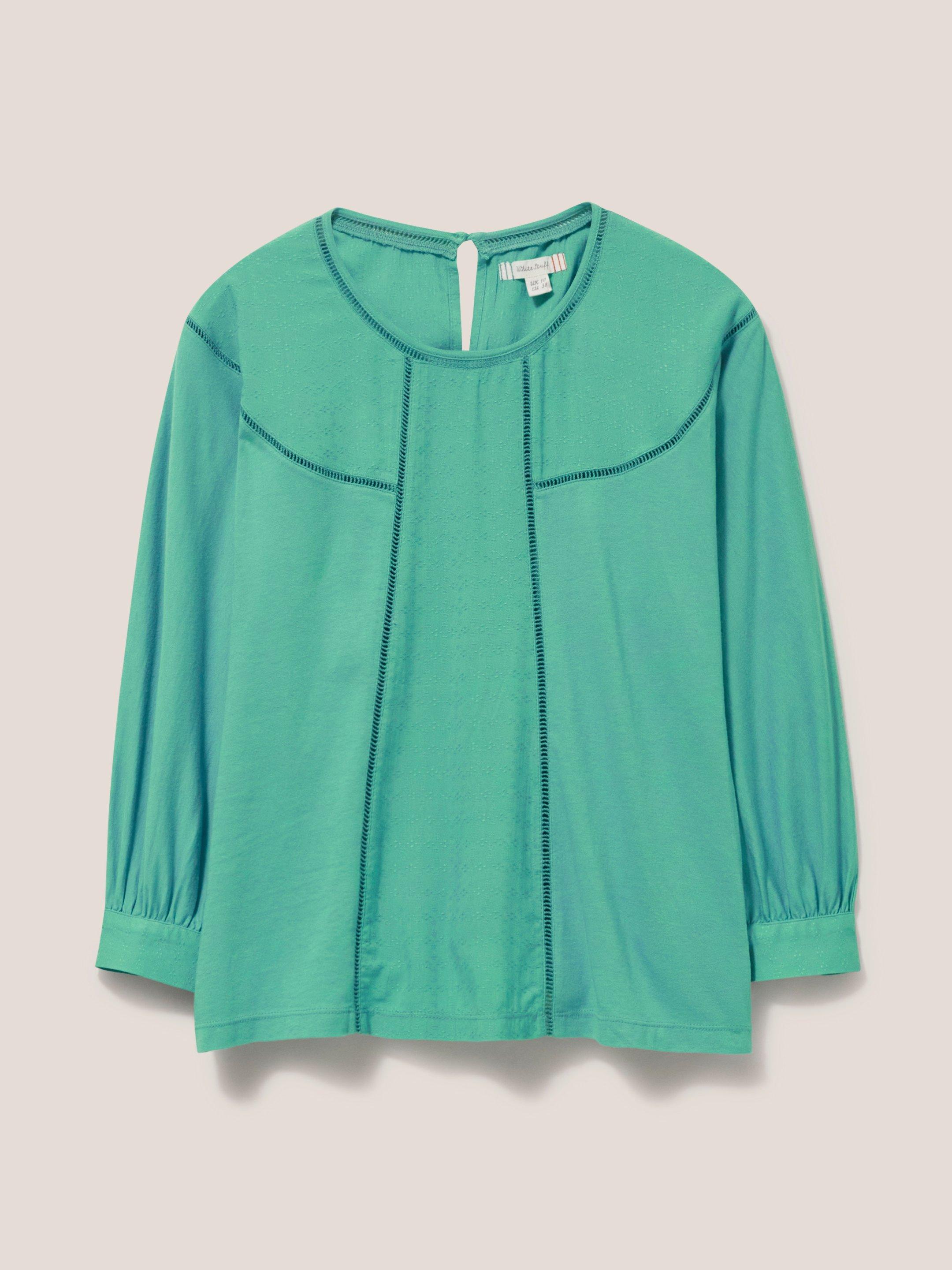 MOLLIE JERSEY MIX TOP in MID TEAL - FLAT FRONT