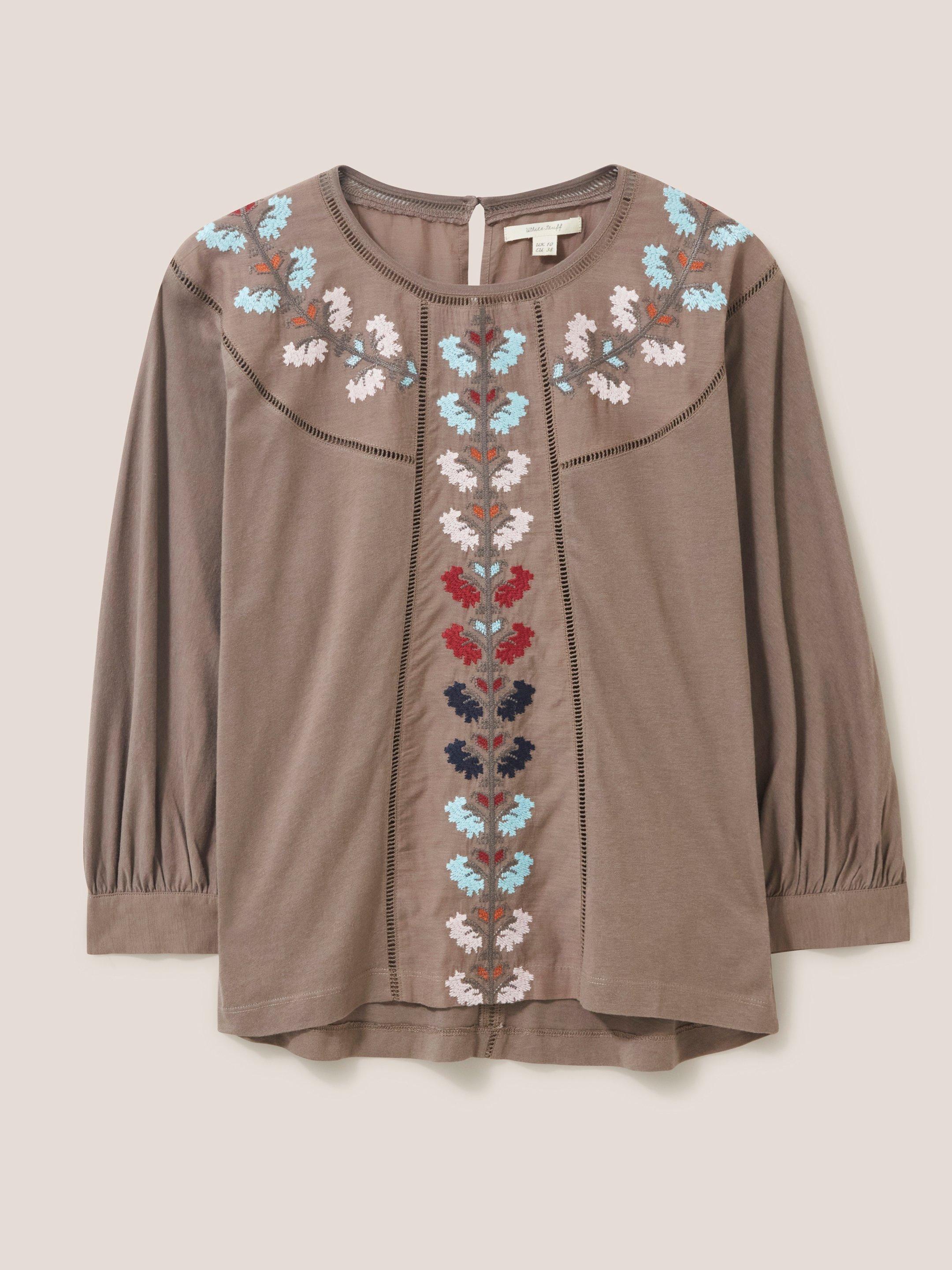 MOLLIE EMBROIDERED TOP in NAT MLT - FLAT FRONT