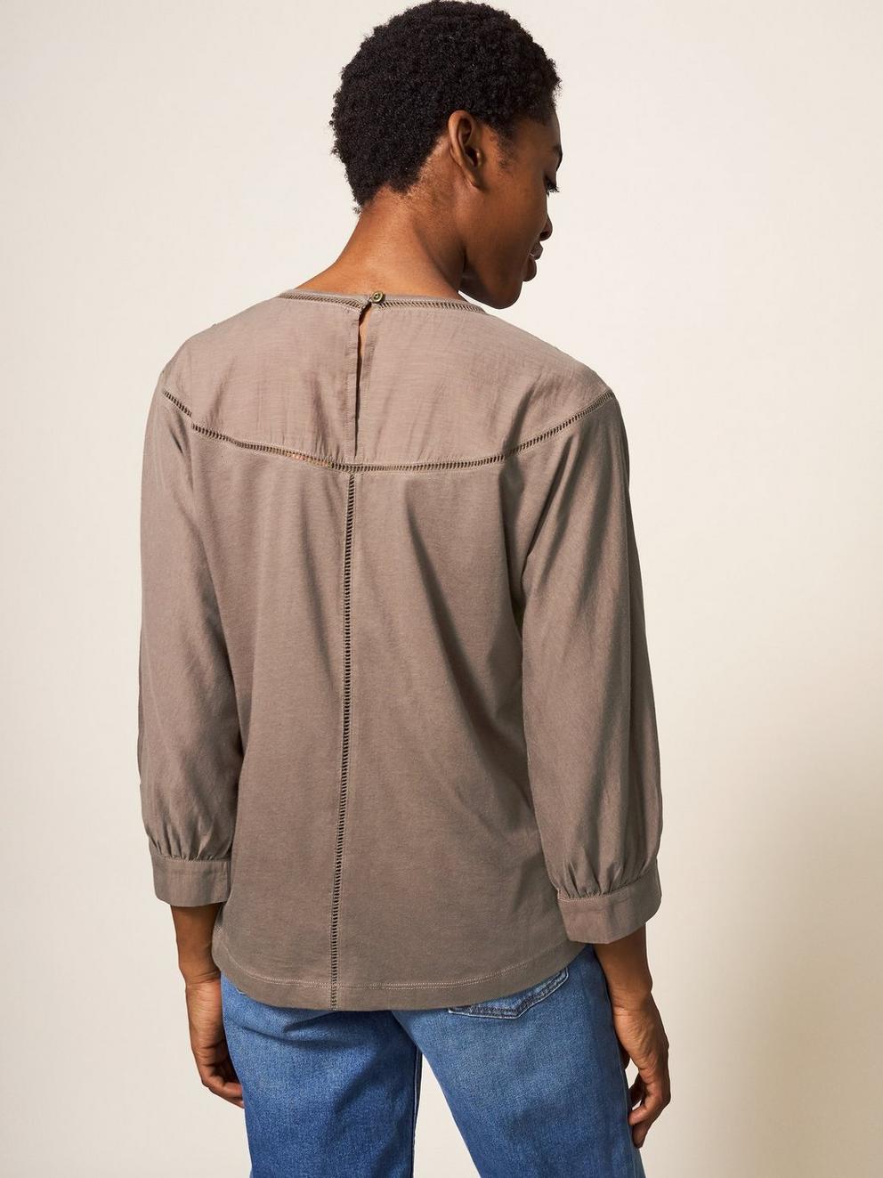 MOLLIE EMBROIDERED TOP in NAT MLT - MODEL BACK