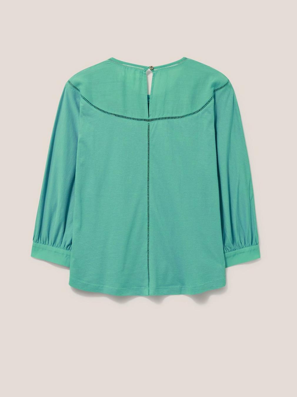 MOLLIE EMBROIDERED TOP in TEAL MLT - FLAT BACK