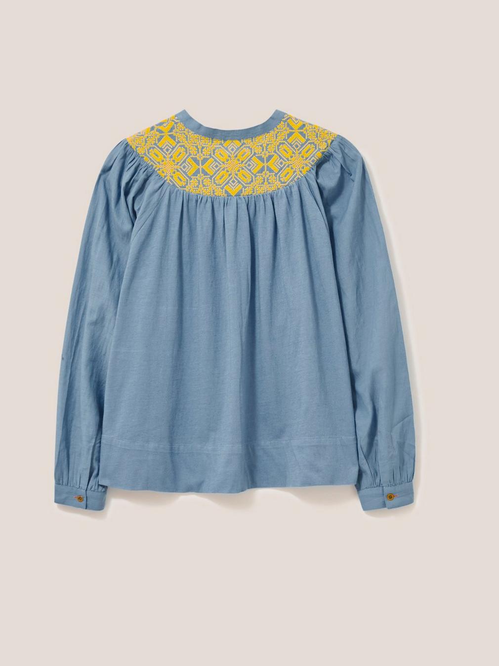 ROSE EMBROIDERED TOP in BLUE MLT - FLAT BACK