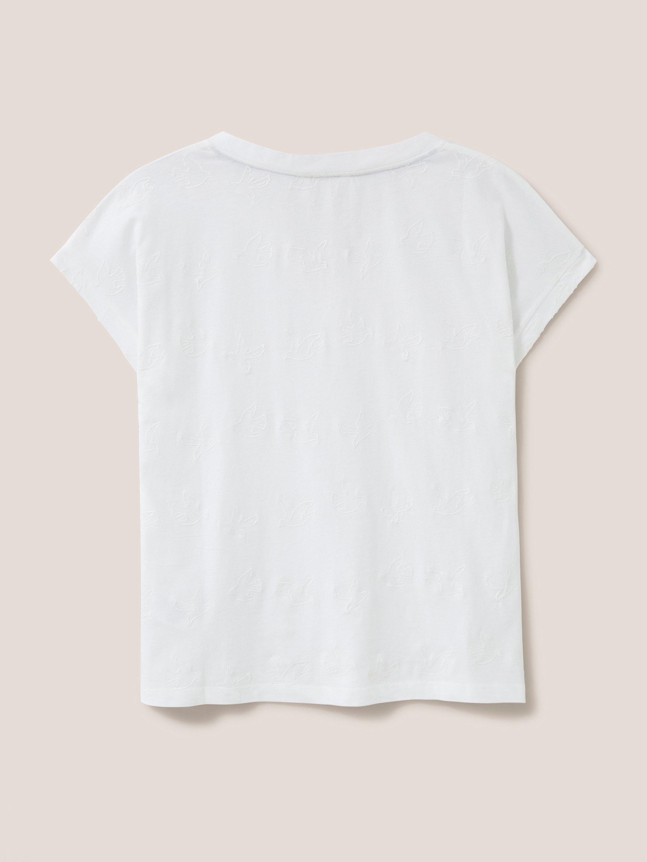 Nelly Embroidered Tee in NAT WHITE - FLAT BACK