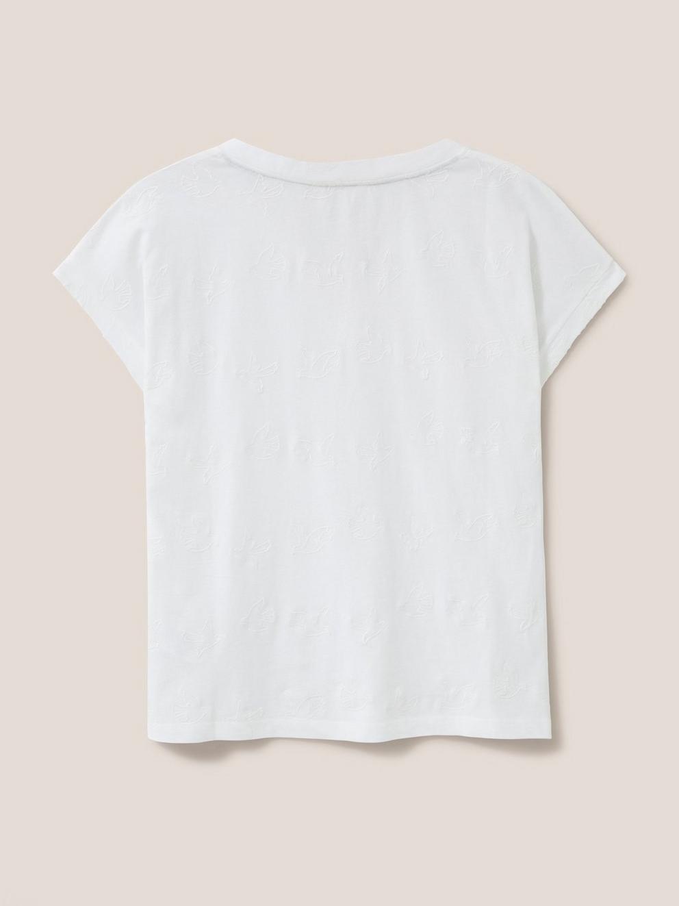 Nelly Embroidered Tee in NAT WHITE - FLAT BACK
