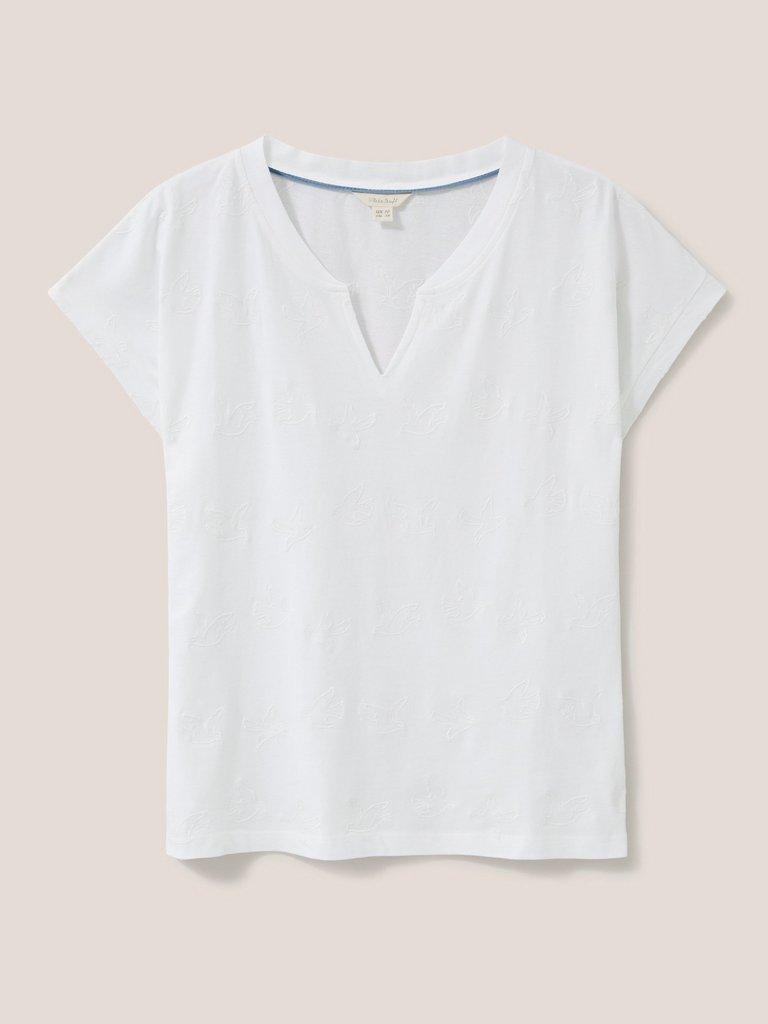 Nelly Embroidered Tee in NAT WHITE - FLAT FRONT