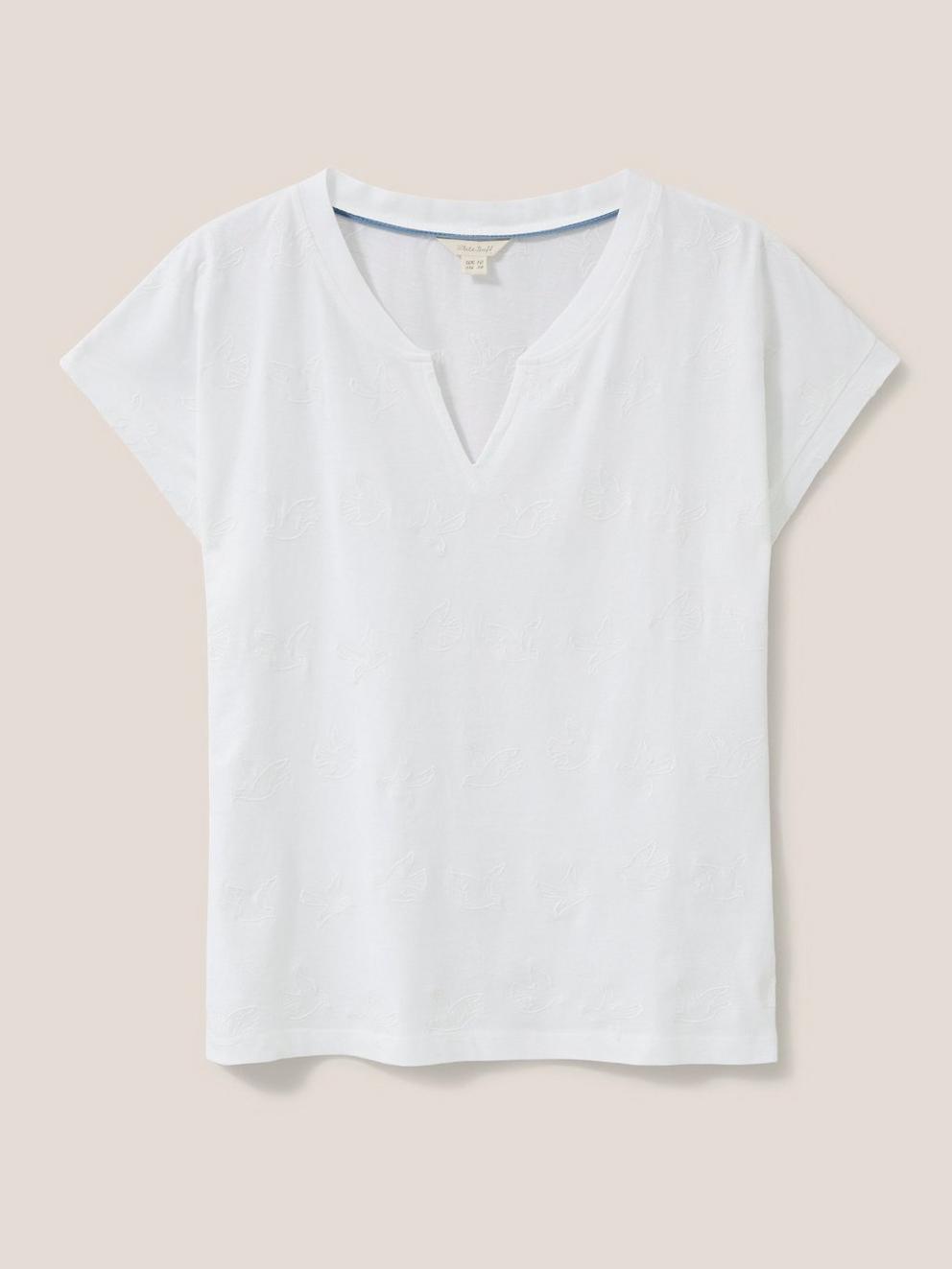 Nelly Embroidered Tee in NAT WHITE - FLAT FRONT
