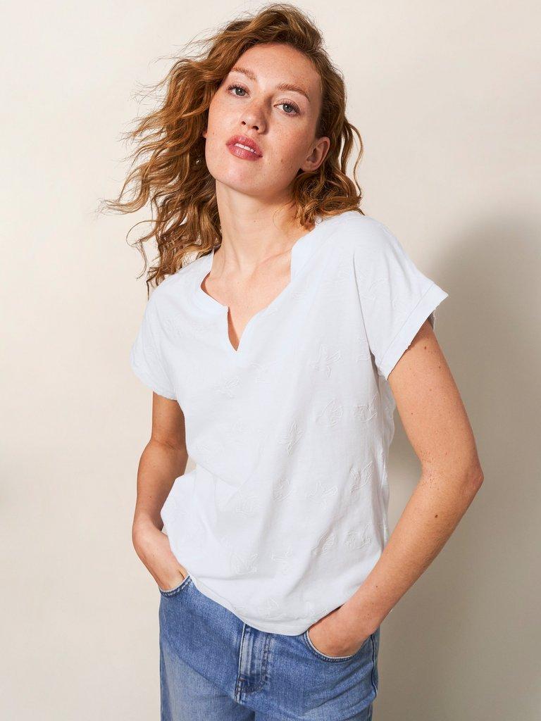 Nelly Embroidered Tee in NAT WHITE - LIFESTYLE