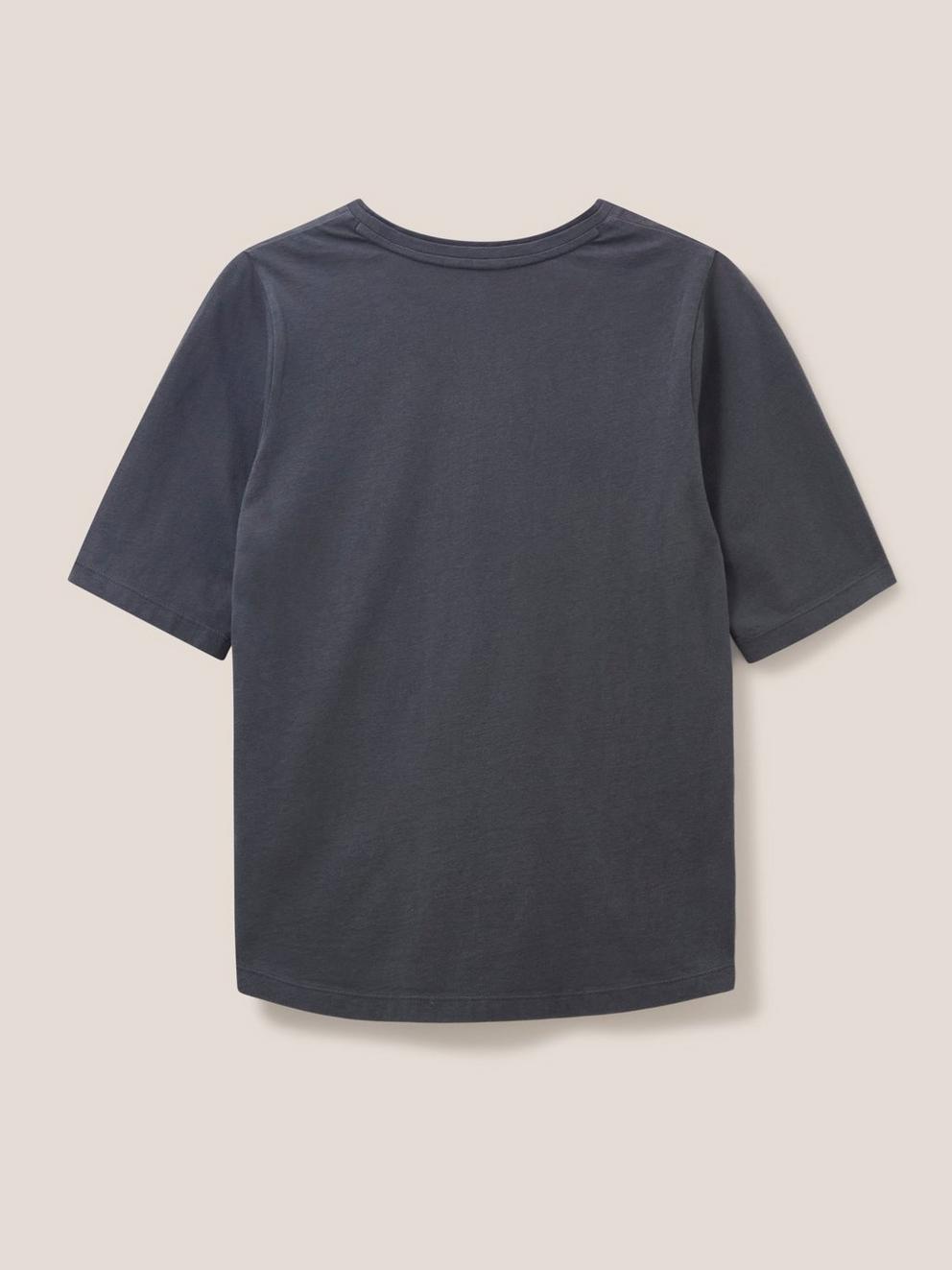 ANNABEL EMBROIDERED TEE in GREY MLT - FLAT BACK